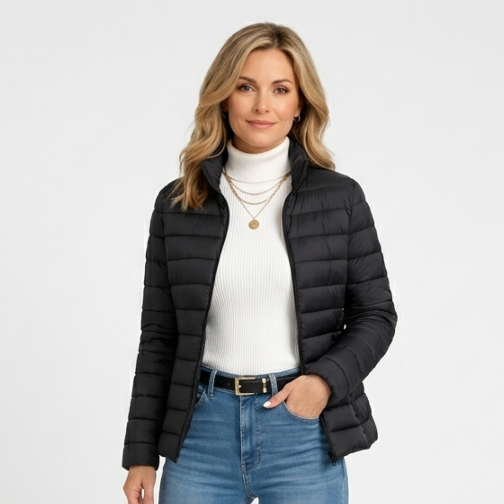 Women’s Lightweight Puffer Jacket – Quilted Zip Up Coat