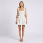 Women Mini Dress Square Neck Fit and Flare Sleeveless Occasion
