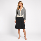 Women’s Knitted Pleated Midi Skirt – High Waist Ribbed Skirt