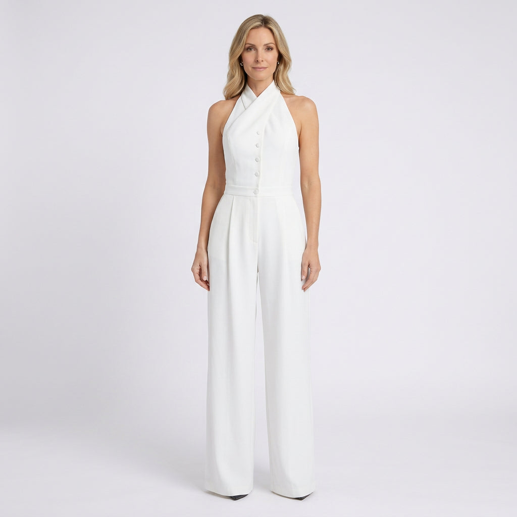 Women Halter Jumpsuit Wide Leg Sleeveless Formal Occasion
