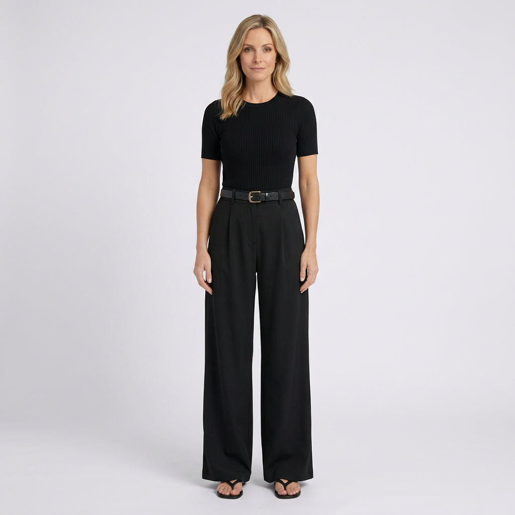 Women High Waist Wide Leg Trousers Smart Casual Workwear