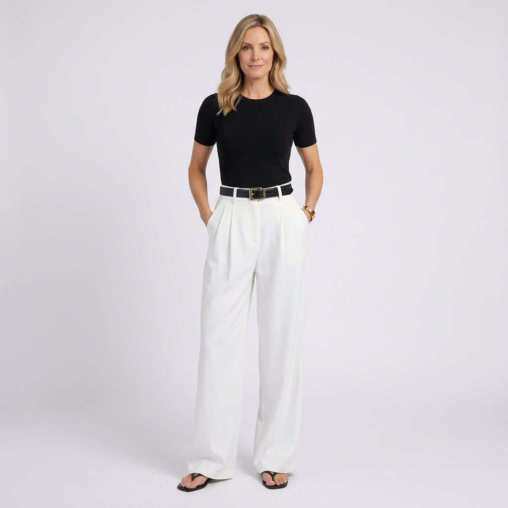 Women High Waist Wide Leg Trousers Smart Casual Workwear