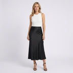 Women Satin Midi Skirt High Waist Casual Occasion Everyday