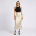 Women Satin Midi Skirt High Waist Casual Occasion Everyday