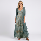 Women’s Floral Maxi Dress with Longline Overlay