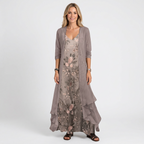 Women’s Floral Maxi Dress with Longline Overlay