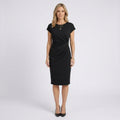 Women Midi Dress Short Sleeve Ruched Waist Casual Workwear