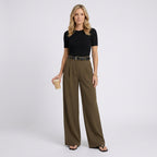 Women High Waist Wide Leg Trousers Smart Casual Workwear
