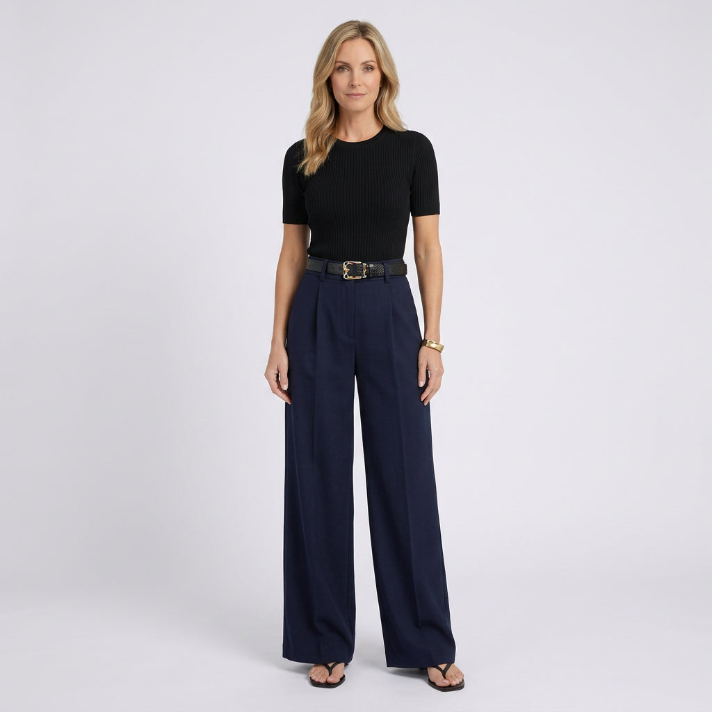 Women High Waist Wide Leg Trousers Smart Casual Workwear