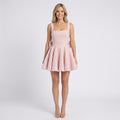 Women Mini Dress Square Neck Fit and Flare Sleeveless Occasion