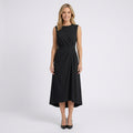 Women Midi Dress Sleeveless Draped Waist Occasion Workwear