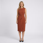Women Midi Dress Sleeveless Draped Waist Occasion Workwear