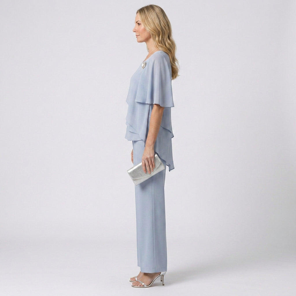 Women’s Layered Top and Straight Leg Trousers Set