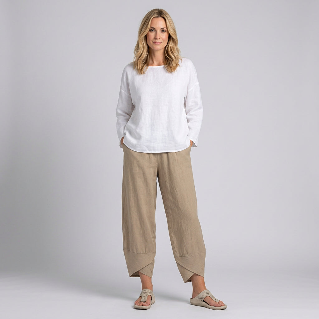 Women’s Relaxed Cropped Trousers Draped Tapered Fit