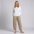 Women’s Relaxed Cropped Trousers Draped Tapered Fit