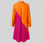 Women’s Collared Midi Dress Relaxed Fit Pocket Detail