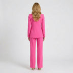 Women Two Piece Tailored Suit Set Blazer and Straight Leg Trousers Office Workwear