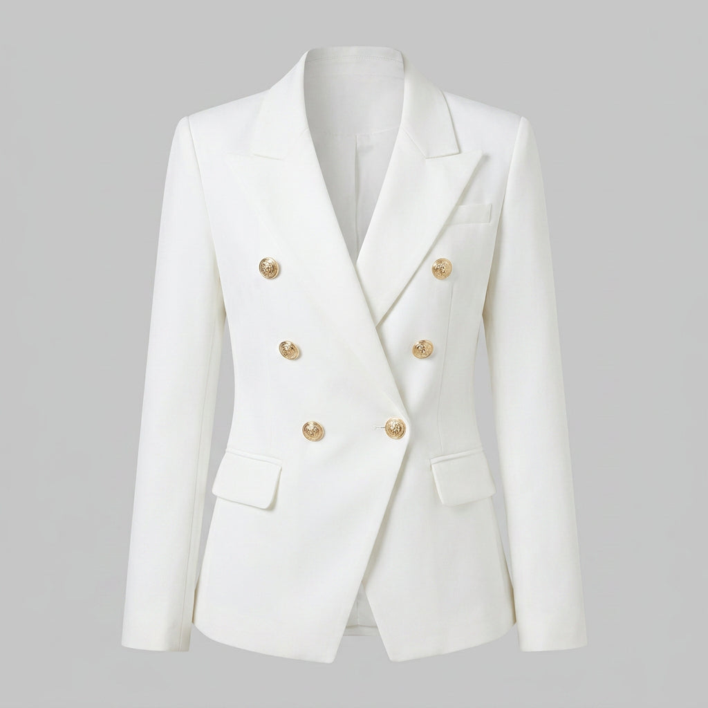 Women Tailored Blazer Double Breasted Structured Jacket