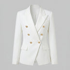 Women Tailored Blazer Double Breasted Structured Jacket