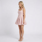 Women Mini Dress Square Neck Fit and Flare Sleeveless Occasion