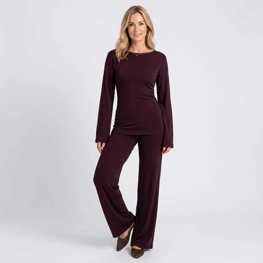 Women’s Long Sleeve Top and Wide Leg Pants Set