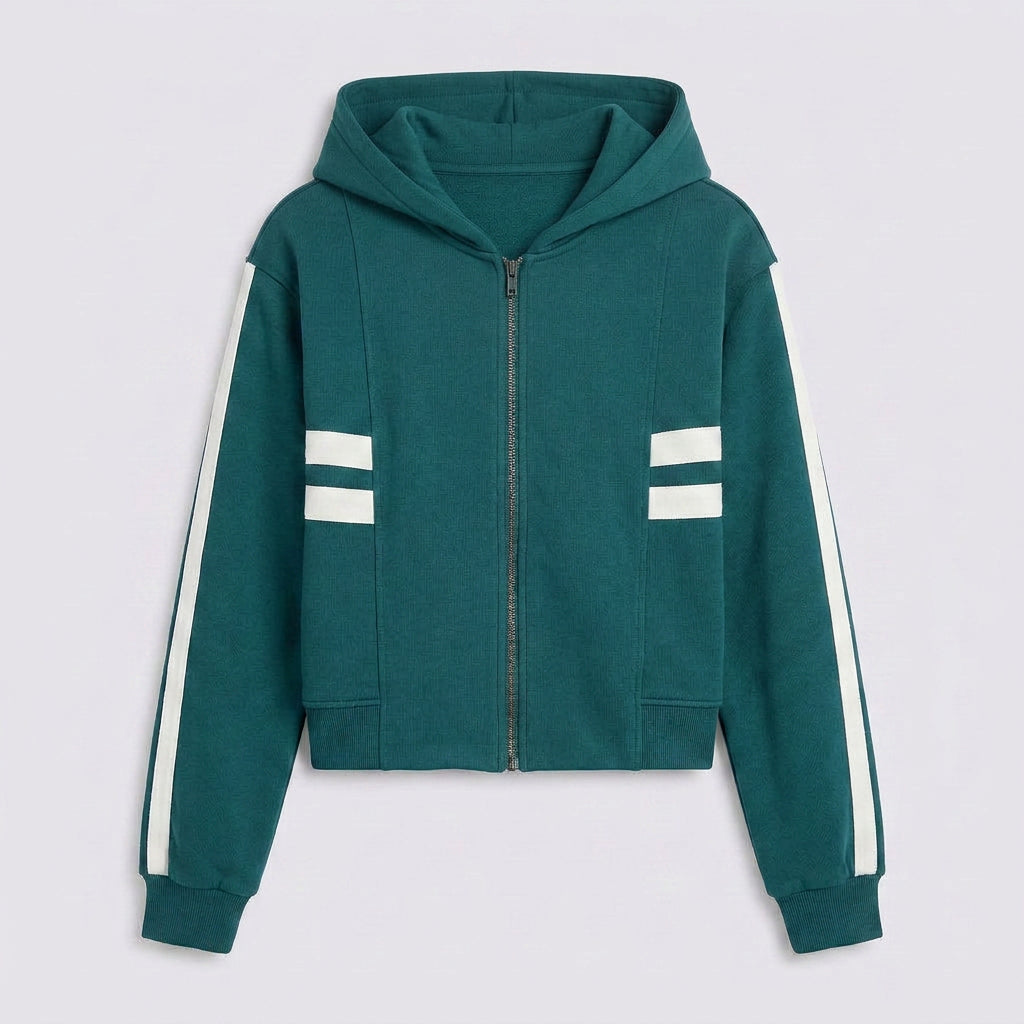 Women Two Piece Tracksuit Set - Zip Hoodie Straight Leg Pants Casual Everyday