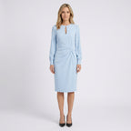 Women Midi Dress Long Sleeve Ruched Waist Occasion Workwear