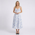 Women Floral Midi Fit and Flare Dress Sleeveless - Casual Occasion Dress