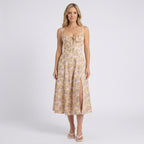 Women Floral Midi Fit and Flare Dress Sleeveless - Casual Occasion Dress