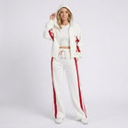 Women Two Piece Tracksuit Set - Zip Hoodie Straight Leg Pants Casual Everyday