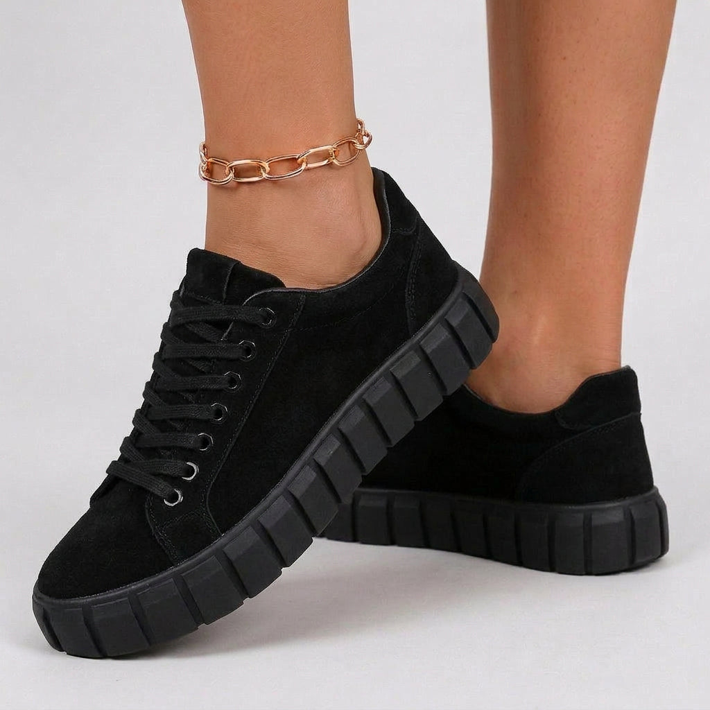 Women Platform Sneakers Lace Up Casual Shoes - Low Top Sneakers