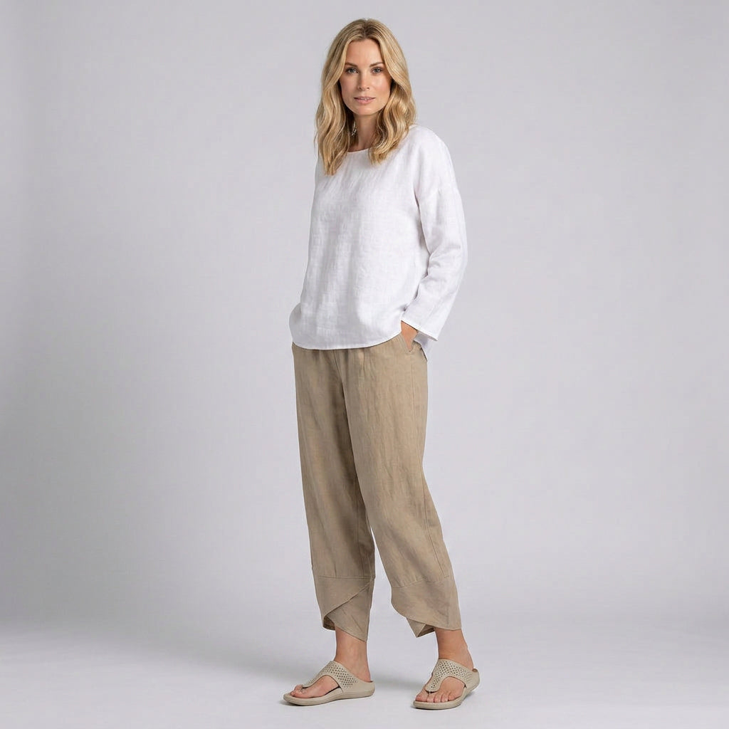 Women’s Relaxed Cropped Trousers Draped Tapered Fit