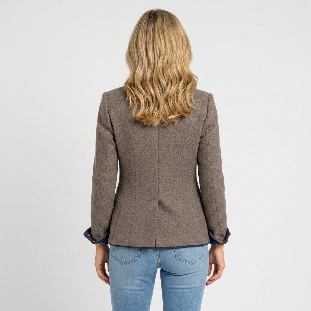 Women’s Tailored Stand Collar Jacket – Button Front Blazer Coat