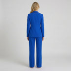 Women Two Piece Tailored Suit Set Blazer and Straight Leg Trousers Office Workwear