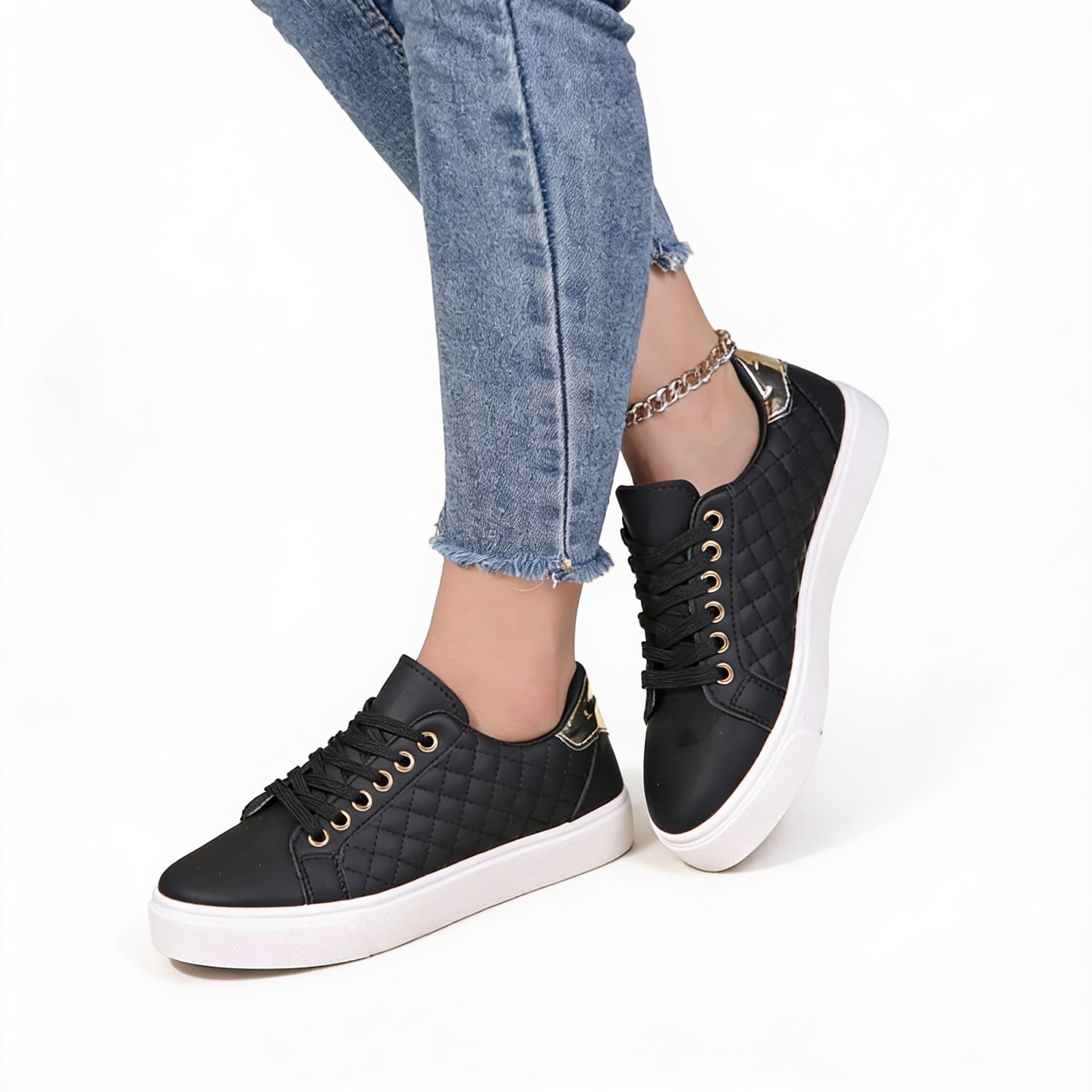 Women’s Quilted Lace Up Platform Sneakers