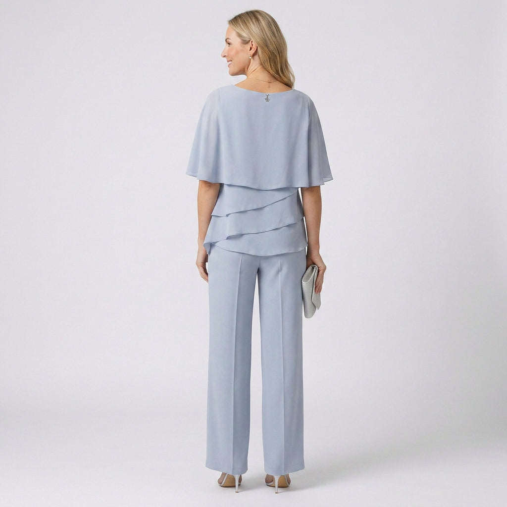 Women’s Layered Top and Straight Leg Trousers Set