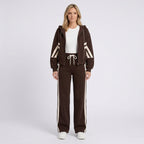 Women Two Piece Tracksuit Set - Zip Hoodie Straight Leg Pants Casual Everyday