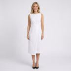 Women Midi Dress Sleeveless Draped Waist Occasion Workwear