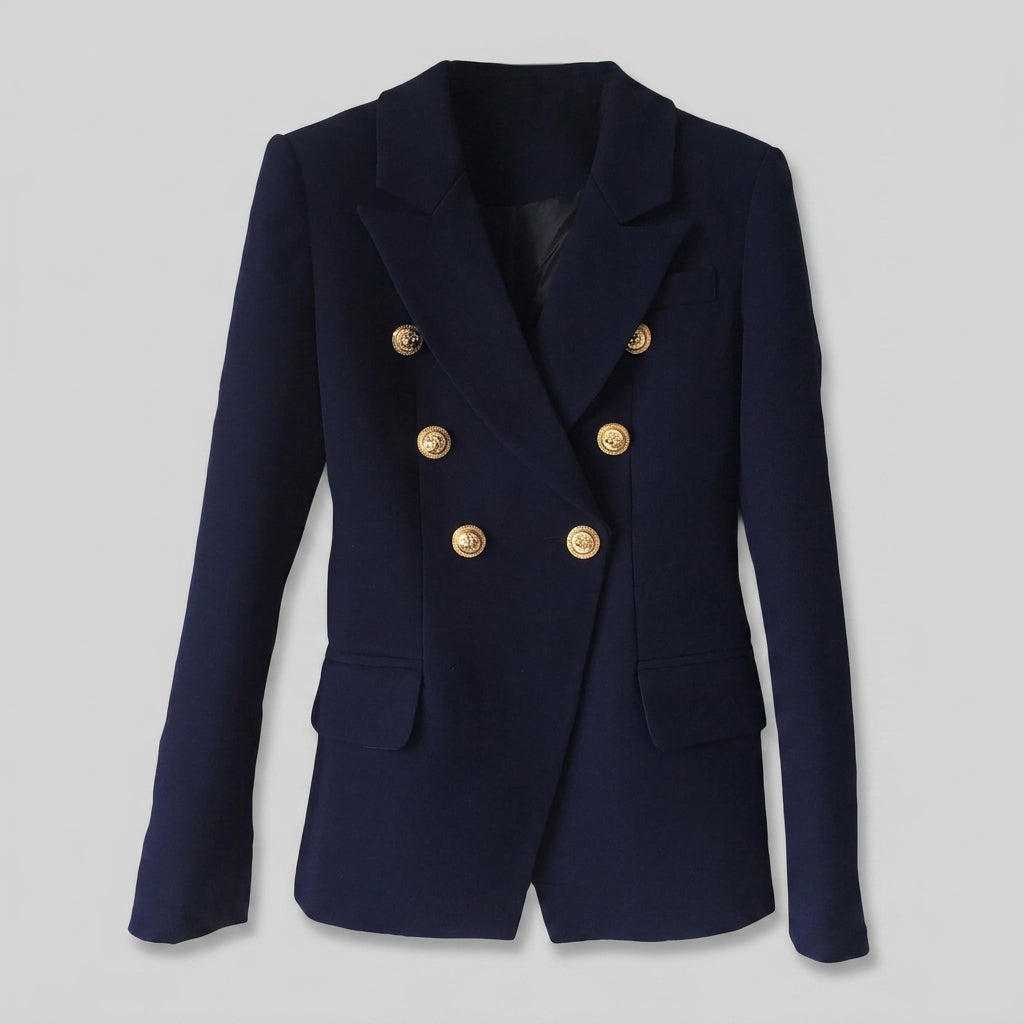 Women Tailored Blazer Double Breasted Structured Jacket