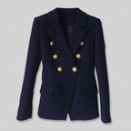 Women Tailored Blazer Double Breasted Structured Jacket