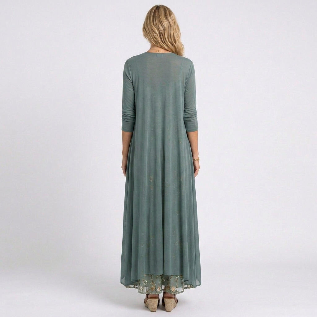 Women’s Floral Maxi Dress with Longline Overlay