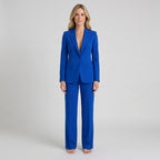 Women Two Piece Tailored Suit Set Blazer and Straight Leg Trousers Office Workwear