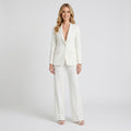 Women Two Piece Tailored Suit Set Blazer and Straight Leg Trousers Office Workwear
