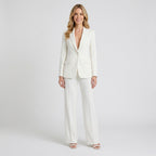 Women Two Piece Tailored Suit Set Blazer and Straight Leg Trousers Office Workwear