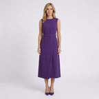 Women Midi Dress Sleeveless Draped Waist Occasion Workwear