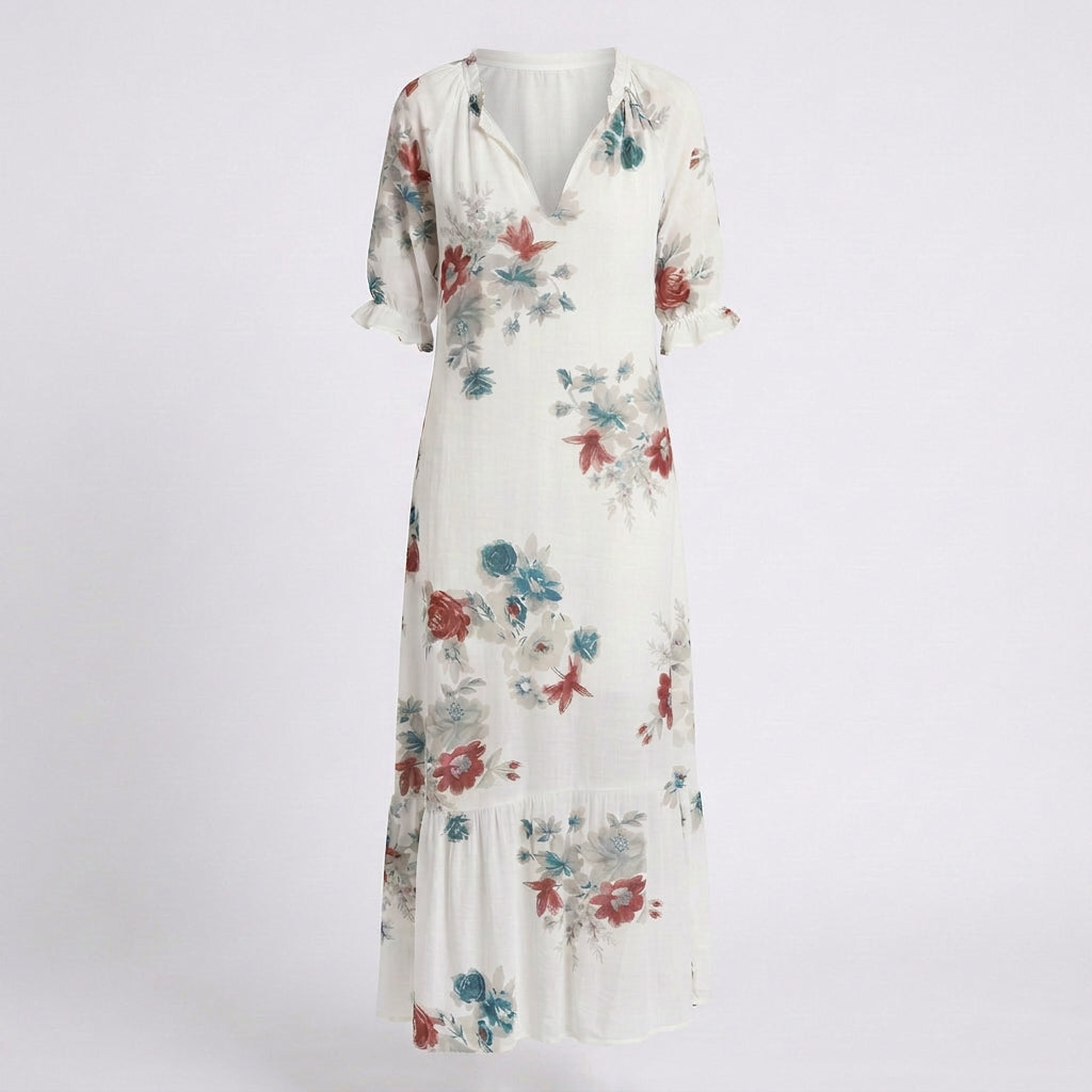 Women Floral Maxi Dress Short Sleeve Casual Holiday Everyday