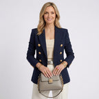 Women Tailored Blazer Double Breasted Structured Jacket