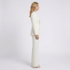 Women Two Piece Tailored Suit Set Blazer and Straight Leg Trousers - Office Wear