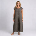 Women’s Linen Wide Leg Jumpsuit with Pleated Detail