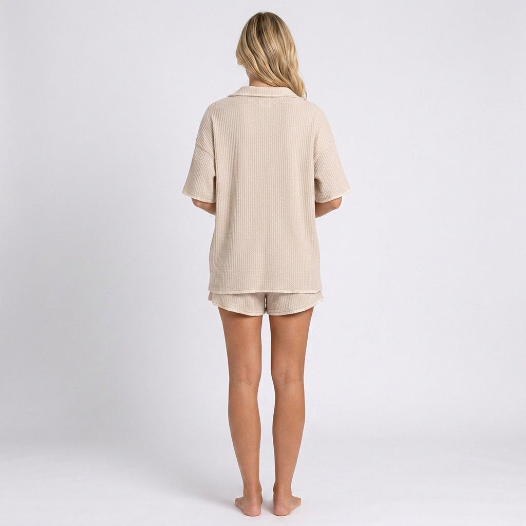 Women’s Ribbed Shirt and Shorts Set